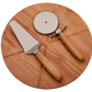 14" Wooden Pizza Board with Precision Cutting Wheel & Server