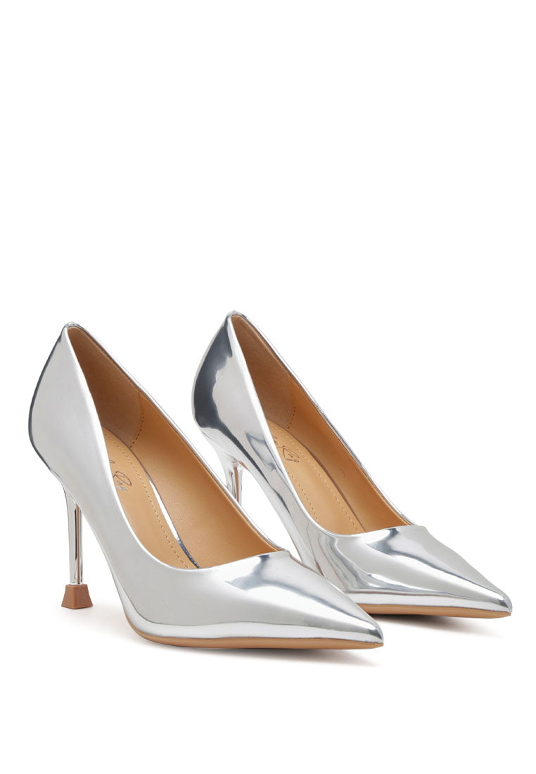 Poudre Metallic Patent Faux Leather Pumps