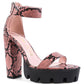 Rattle Snake Print Chunky High Block Heel Sandals
