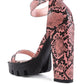 Rattle Snake Print Chunky High Block Heel Sandals
