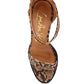Rattle Snake Print Chunky High Block Heel Sandals
