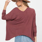 Knit Tunic Blouse Dolman Sleeve Oversized Curved-Hem Asymmetrical Tops
