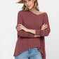Knit Tunic Blouse Dolman Sleeve Oversized Curved-Hem Asymmetrical Tops