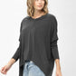 Knit Tunic Blouse Dolman Sleeve Oversized Curved-Hem Asymmetrical Tops