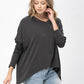 Knit Tunic Blouse Dolman Sleeve Oversized Curved-Hem Asymmetrical Tops