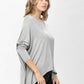 Knit Tunic Blouse Dolman Sleeve Oversized Curved-Hem Asymmetrical Tops