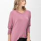 Knit Tunic Blouse Dolman Sleeve Oversized Curved-Hem Asymmetrical Tops