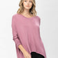 Knit Tunic Blouse Dolman Sleeve Oversized Curved-Hem Asymmetrical Tops