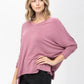 Knit Tunic Blouse Dolman Sleeve Oversized Curved-Hem Asymmetrical Tops