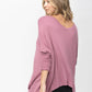 Knit Tunic Blouse Dolman Sleeve Oversized Curved-Hem Asymmetrical Tops