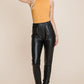 Fleece lining Faux Leather Pants