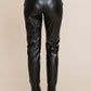 Fleece lining Faux Leather Pants