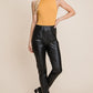 Fleece lining Faux Leather Pants