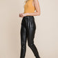 Fleece lining Faux Leather Pants
