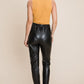 Fleece lining Faux Leather Pants