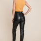 Fleece lining Faux Leather Pants