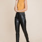 Fleece lining Faux Leather Pants