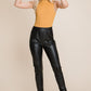 Fleece lining Faux Leather Pants