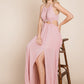 Split Front Cut Out Halter Maxi Dress