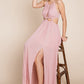 Split Front Cut Out Halter Maxi Dress