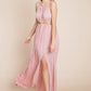 Split Front Cut Out Halter Maxi Dress