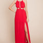 Split Front Cut Out Halter Maxi Dress