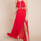 Split Front Cut Out Halter Maxi Dress