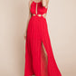Split Front Cut Out Halter Maxi Dress
