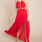 Split Front Cut Out Halter Maxi Dress