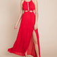 Split Front Cut Out Halter Maxi Dress