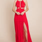 Split Front Cut Out Halter Maxi Dress