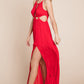 Split Front Cut Out Halter Maxi Dress