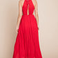Split Front Cut Out Halter Maxi Dress