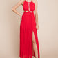 Split Front Cut Out Halter Maxi Dress