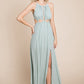 Split Front Cut Out Halter Maxi Dress