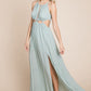 Split Front Cut Out Halter Maxi Dress