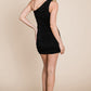 One Shoulder Slinky Ruched Bodycon Mini Dress