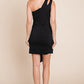 One Shoulder Cut Out Drape Bodycon Dress