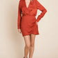 V Neck Satin Wrap Long Sleeve Sheath Dress