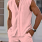 New men's casual sleeveless beach shorts sets