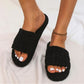 Thick Bottom Embossed Cotton Fur Women Slides
