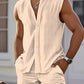 New men's casual sleeveless beach shorts sets