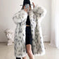 Women Winter New Faux Fox Fur Coats Ladies Casual Snow Leopard Print