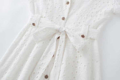 SHIRT DRESS CUTWORK EMBROIDERY White Summer Dress