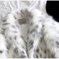 Women Winter New Faux Fox Fur Coats Ladies Casual Snow Leopard Print