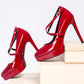 Pixie Dust Patent Faux Leather Cross Strap Pumps