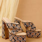 Sinful High Platform Patterned Diamante Slides