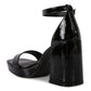 Black High Block Heeled Platform Sandals