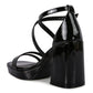 Black Block Heeled Platform Sandals