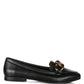 Chunky Metal Chain Faux Leather Loafers